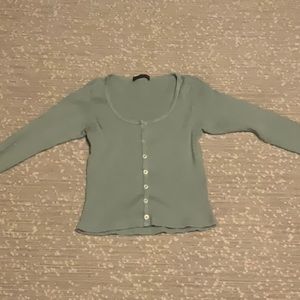 Green Brandy Melville button long sleeve shirt